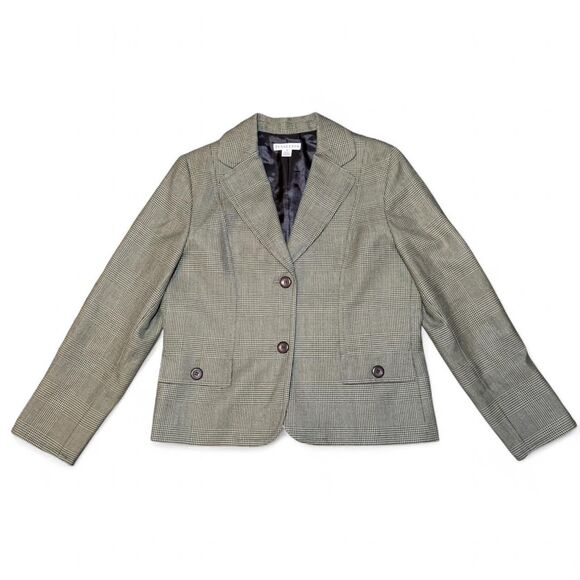 Pendleton Women’s 100% Virgin Wool Blazer Gray Glen Plaid Check Size 12 USA Fabr - Picture 1 of 7